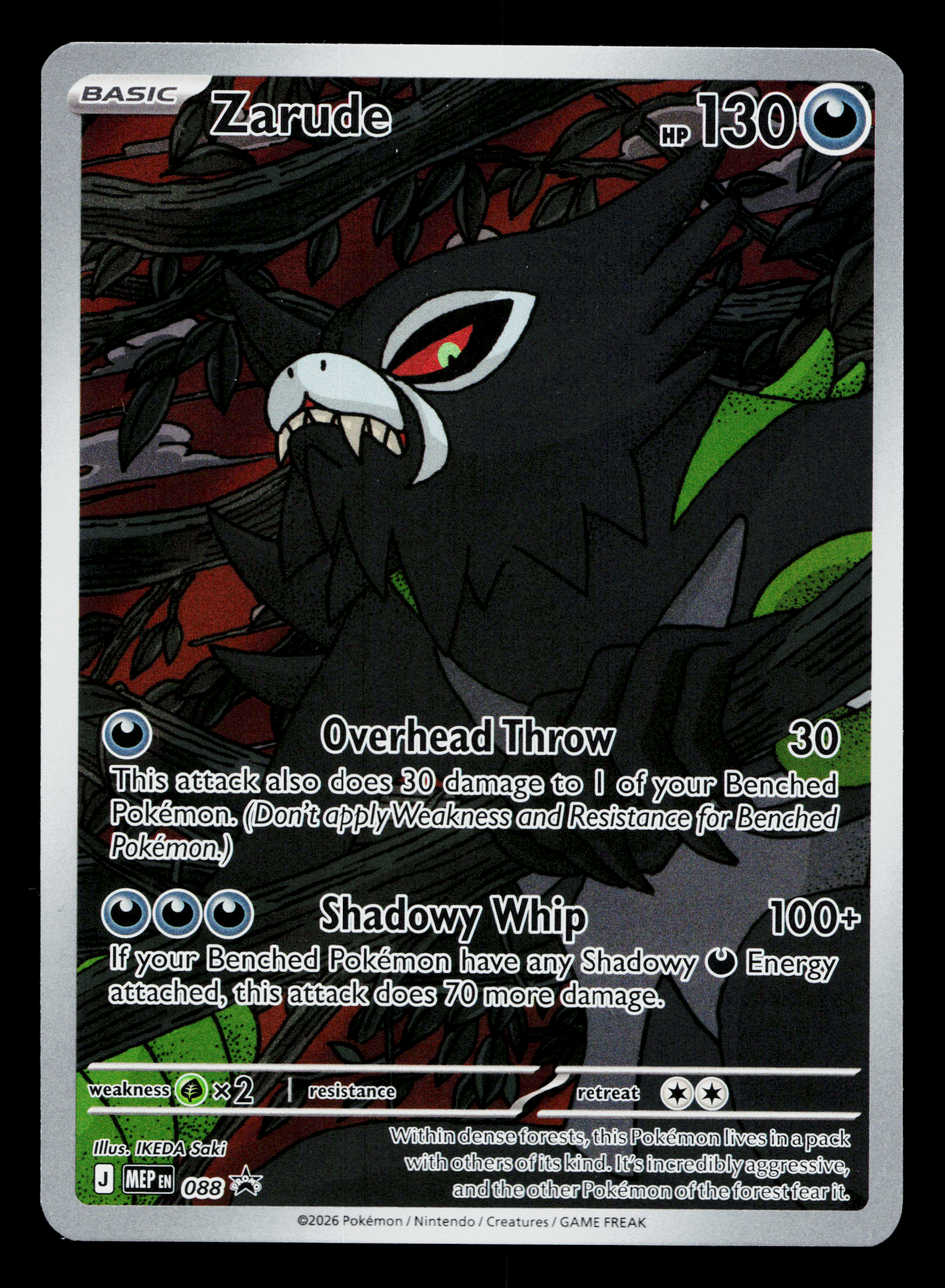 Pokémon card: Zarude Black Star ETB Promo Sealed 088 from Pitch Black (Promo), Darkness type, front of card