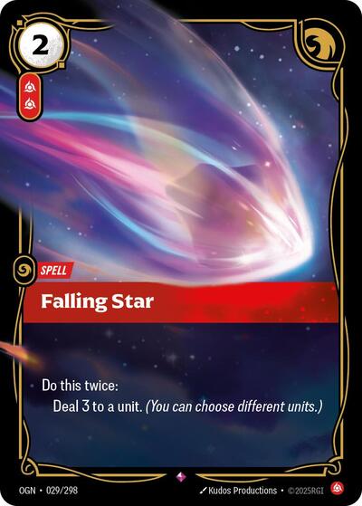 Riftbound card: Falling Star 029/298 from Origins (Rare), front of card