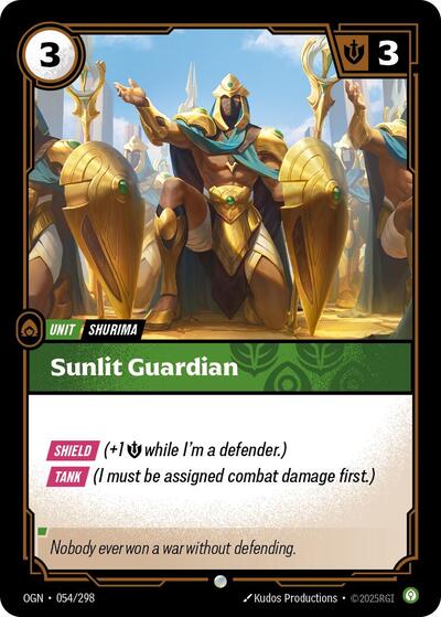 Riftbound card: Sunlit Guardian 054/298 from Origins (Common), front of card