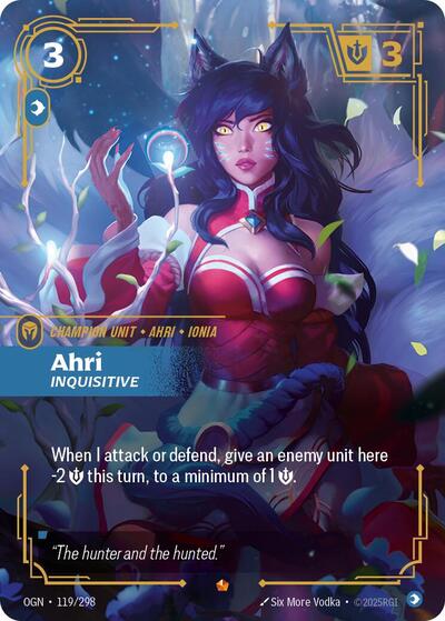Riftbound card: Ahri - Inquisitive 119/298 from Origins (Epic), front of card