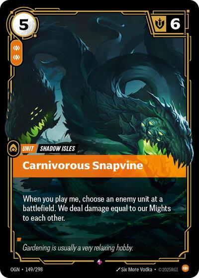 Riftbound card: Carnivorous Snapvine 149/298 from Origins (Rare), front of card