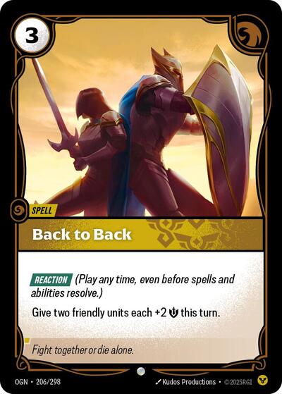 Riftbound card: Back to Back 206/298, Common, Origins