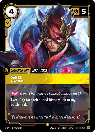 Riftbound card: Sett - Kingpin (Alternate Art) 240a/298 from Origins (Showcase), front of card
