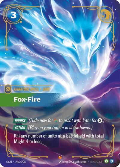 Riftbound card: Fox-Fire Epic 256/298 from Origins (Signature Spell), front of card