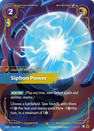 Riftbound card: Siphon Power Epic 266/298 from Origins (Signature Spell), front of card