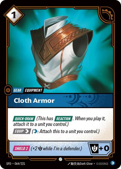 Riftbound card: Cloth Armor 064/221 from Spiritforged (Common), front of card