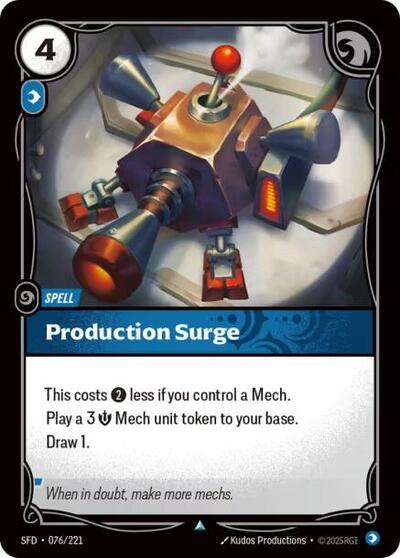 Riftbound card: Production Surge 076/221 from Spiritforged (Uncommon), front of card