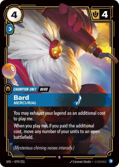 Riftbound card: Bard - Mercurial 079/221, Rare, Spiritforged
