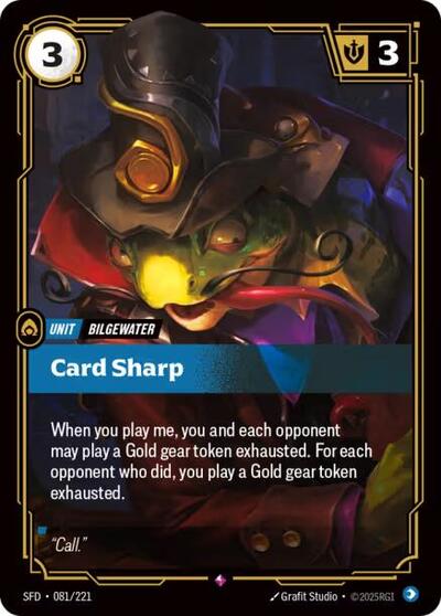 Riftbound card: Card Sharp 081/221, Rare, Spiritforged