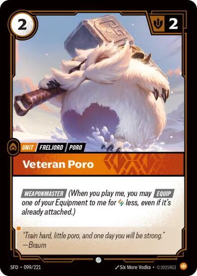 Riftbound card: Veteran Poro 099/221 from Spiritforged (Common), front of card
