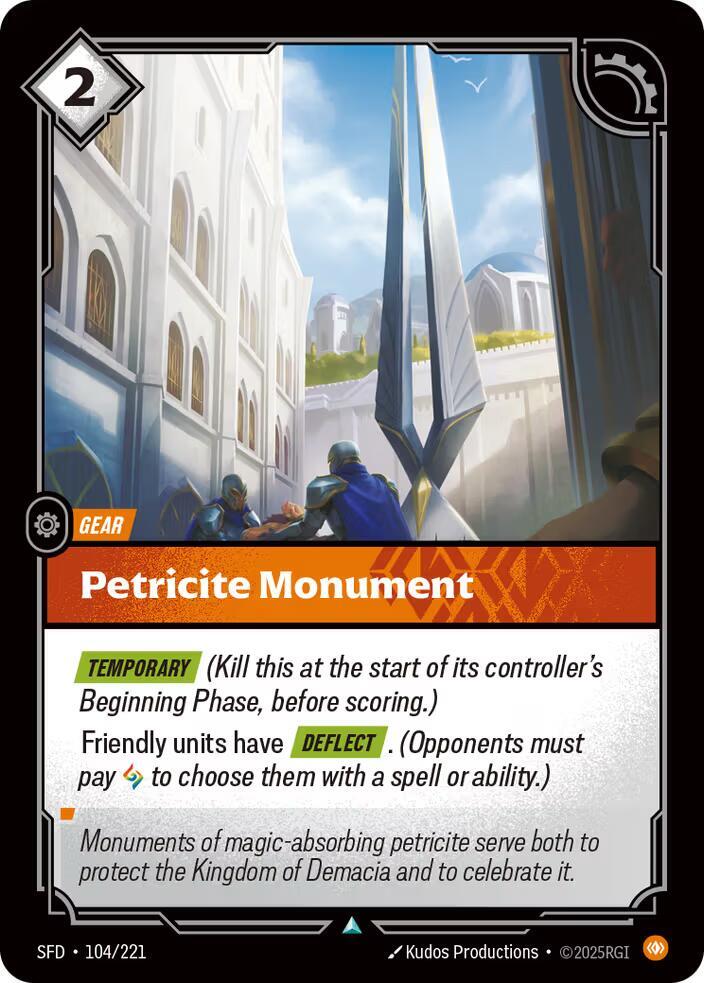 Riftbound card: Petricite Monument 104/221 from Spiritforged (Uncommon), front of card