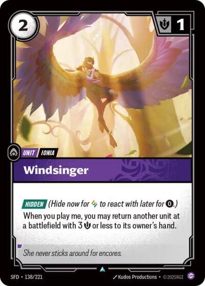 Riftbound card: Windsinger 138/221 from Spiritforged (Uncommon), front of card