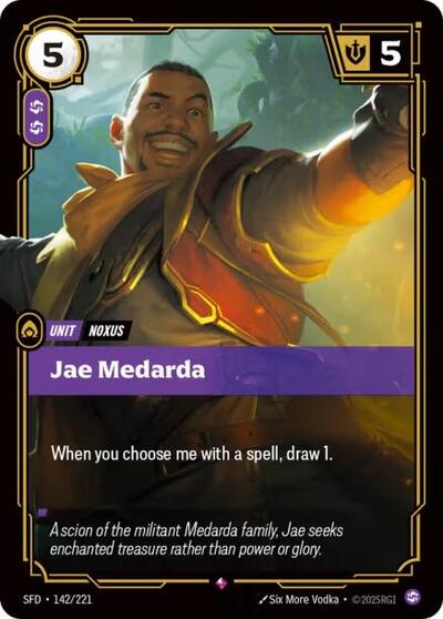 Riftbound card: Jae Medarda 142/221, Rare, Spiritforged