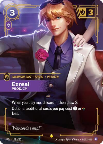 Riftbound card: Ezreal - Prodigy (Alternate Art) 149a/221 from Spiritforged (Showcase), front of card