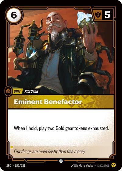 Riftbound card: Eminent Benefactor 152/221 from Spiritforged (Common), front of card