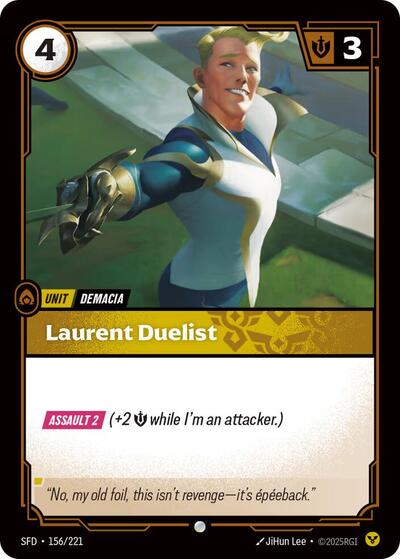 Riftbound card: Laurent Duelist 156/221 from Spiritforged (Common), front of card