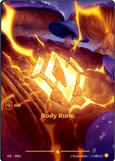 Riftbound card: R04a Body Rune (R04a) from Unleashed (Showcase), front of card