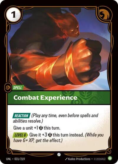 Riftbound card: Combat Experience 031/219, Common, Unleashed