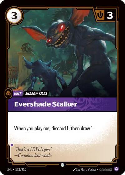 Riftbound card: Evershade Stalker 123/219, Common, Unleashed