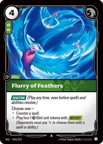 Riftbound card: Flurry of Feathers 044/219, Uncommon, Unleashed