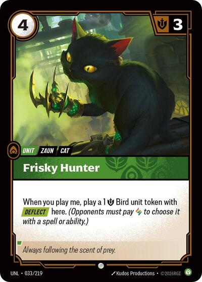 Riftbound card: Frisky Hunter 033/219, Common, Unleashed