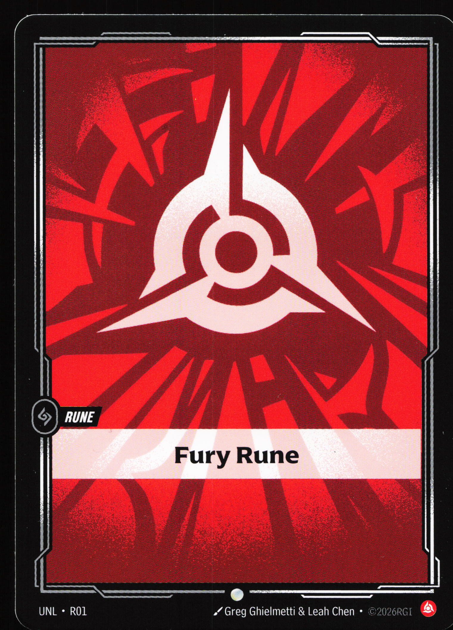 Riftbound card: R01 Fury Rune from Unleashed (Common), front of card