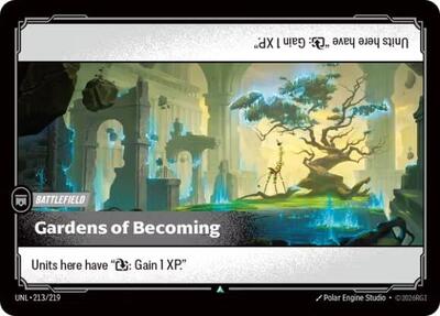 Riftbound card: Gardens of Becoming 213/219 from Unleashed (Uncommon), front of card