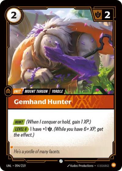 Riftbound card: Gemhand Hunter 094/219, Common, Unleashed
