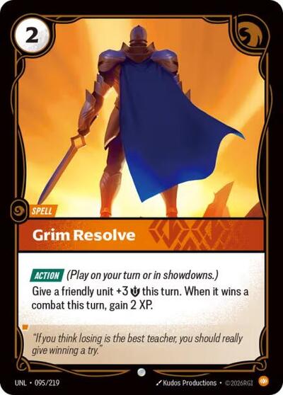 Riftbound card: Grim Resolve 095/219, Common, Unleashed