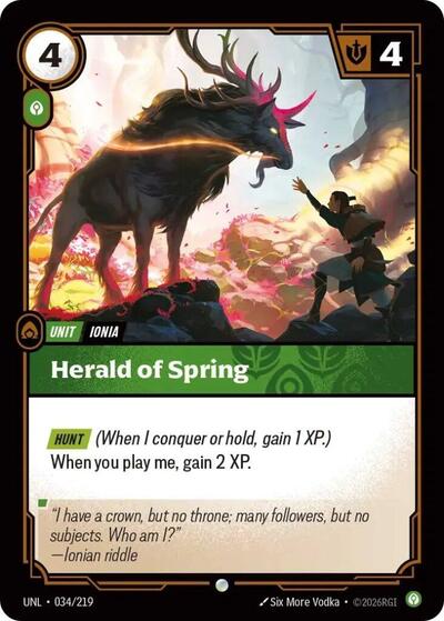 Riftbound card: Herald of Spring 034/219, Common, Unleashed