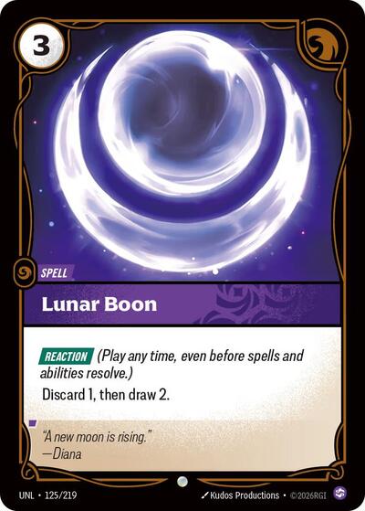 Riftbound card: Lunar Boon 125/219, Common, Unleashed