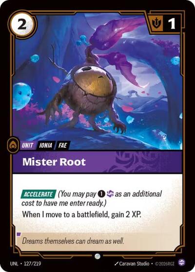 Riftbound card: Mister Root 127/219, Common, Unleashed