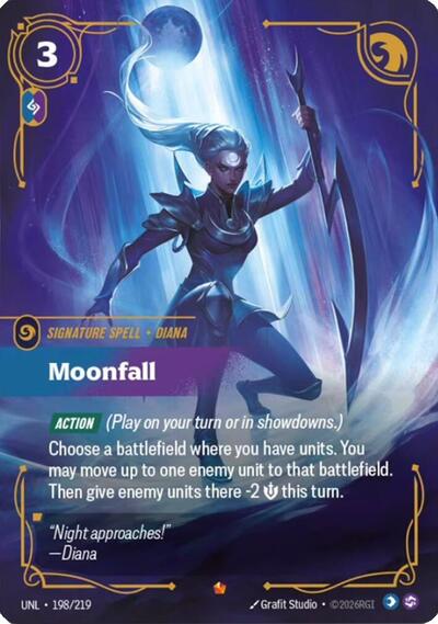 Riftbound card: Moonfall Epic 198/219 from Unleashed (Signature Spell), front of card