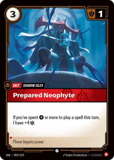 Riftbound card: Prepared Neophyte 004/219, Common, Unleashed
