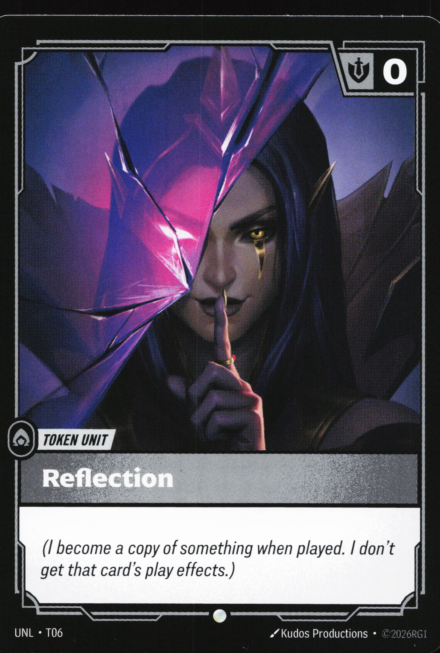 Riftbound card: T06 // T04 Reflection // Buff None from Unleashed, front of card