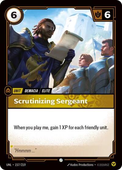 Riftbound card: Scrutinizing Sergeant 157/219, Common, Unleashed