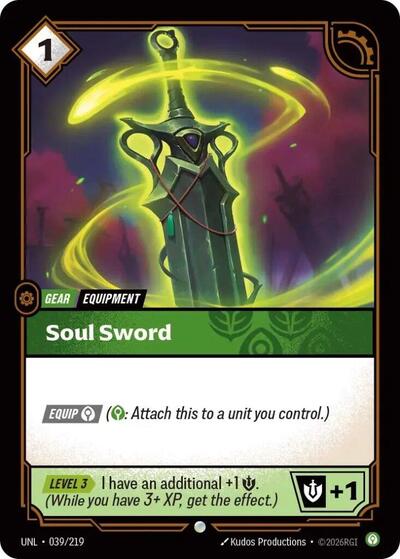 Riftbound card: Soul Sword 039/219, Common, Unleashed