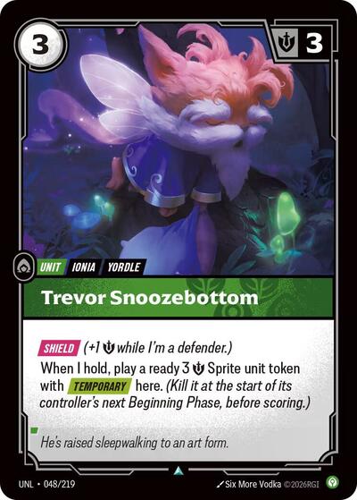 Riftbound card: Trevor Snoozebottom 048/219, Uncommon, Unleashed