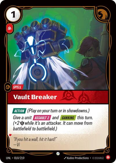 Riftbound card: Vault Breaker 010/219, Common, Unleashed