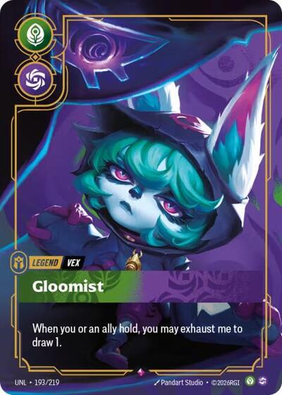 Riftbound card: Vex - Gloomist 193/219 from Unleashed (Rare), front of card