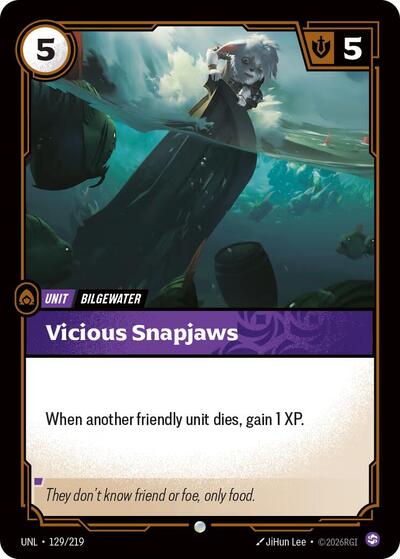 Riftbound card: Vicious Snapjaws 129/219, Common, Unleashed