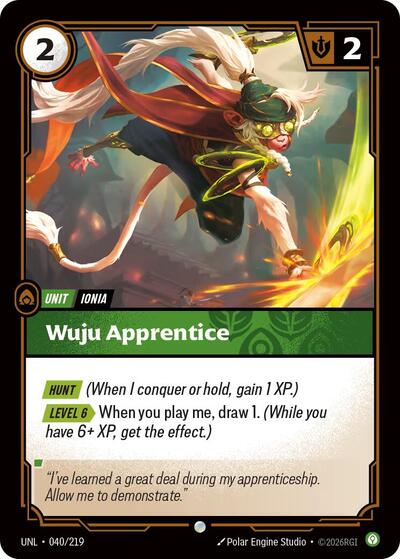 Riftbound card: Wuju Apprentice 040/219, Common, Unleashed