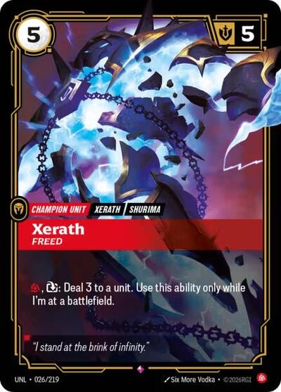 Riftbound card: Xerath - Freed 026/219 from Unleashed (Rare), front of card