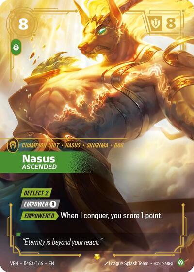 Riftbound card: Nasus 046a/166 from Vendetta (Showcase), front of card
