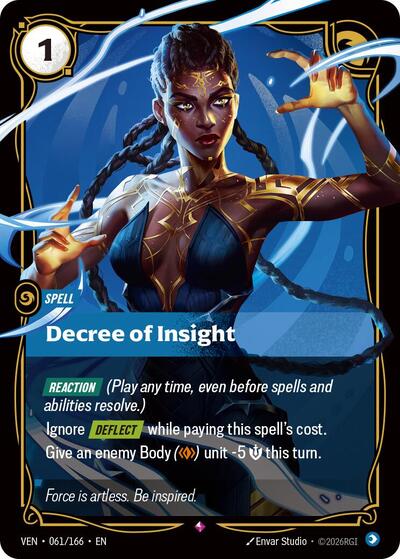 Riftbound card: Decree of Insight 061/166 from Vendetta (Rare), front of card