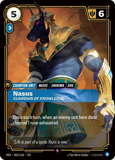 Riftbound card: Nasus 063/166 from Vendetta (Rare), front of card