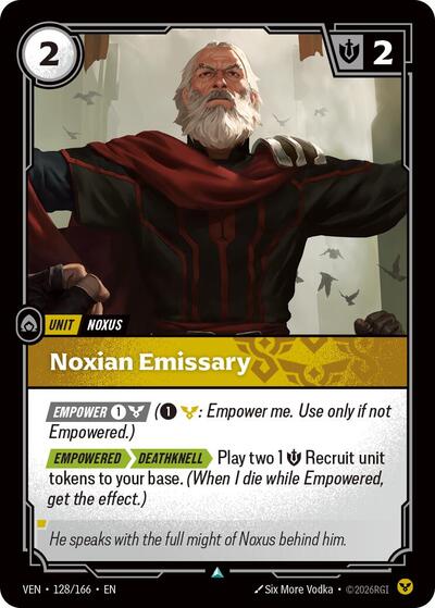Riftbound card: Noxian Emissary 128/166 from Vendetta (Uncommon), front of card