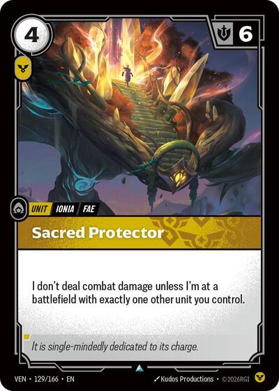 Riftbound card: Sacred Protector 129/166 from Vendetta (Uncommon), front of card