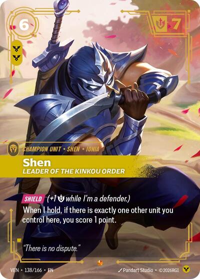 Riftbound card: Shen 138/166 from Vendetta (Epic), front of card