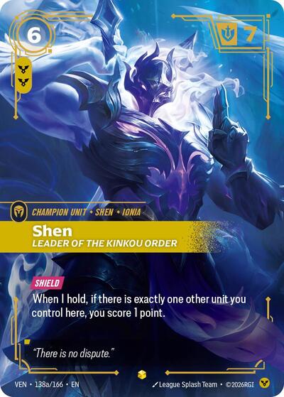 Riftbound card: Shen 138a/166 from Vendetta (Showcase), front of card